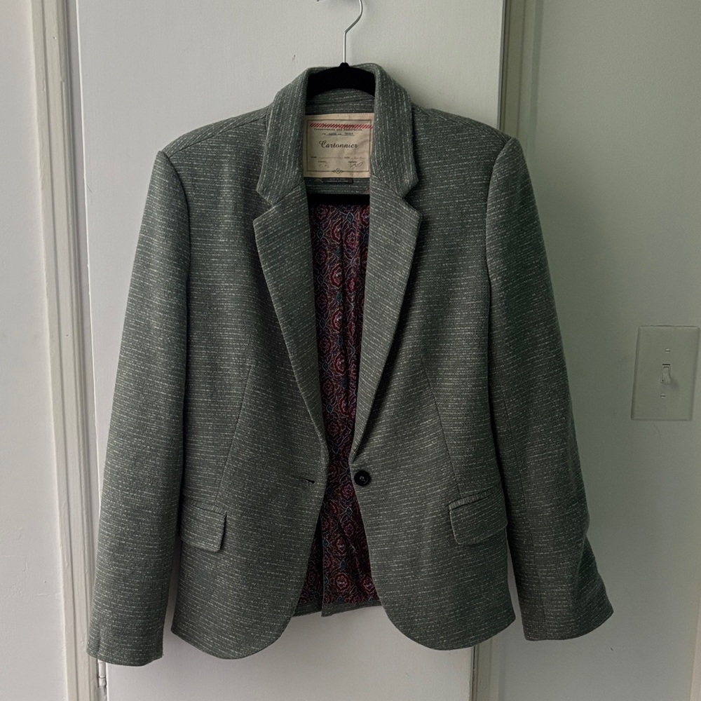 Cartonnier Gray Tweed Blazer with Paisley Lining